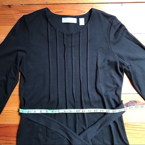 Liz Claiborne Basic Black Belted 3/4 Sleeve Dress, EUC, M - Picture 7 of 14